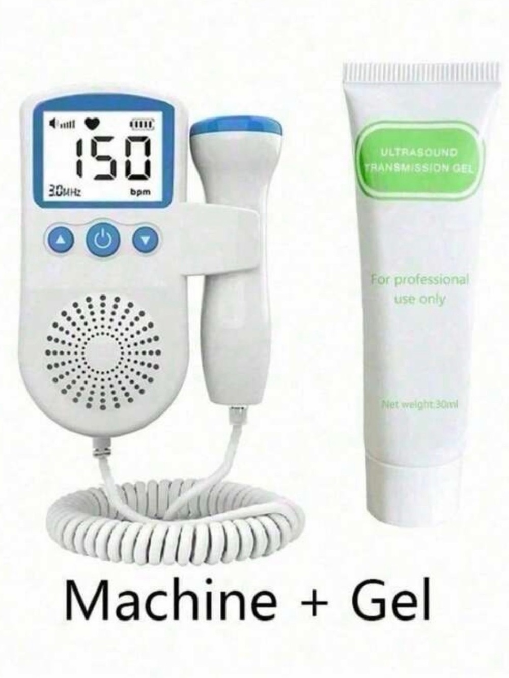 Fetal Doppler Machine with Gel and Case  - White & Blue